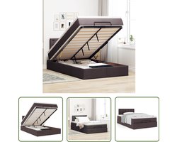vidaXL Boxspring - Bed Frame - Bed met matras 120x200 cm stof donkerbruin - Tweepersoonsbed - Slaapcomfort - Opbergruimte