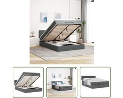 vidaXL Boxspring - Bed Frame - Bed met matras 140x200 cm stof donkergrijs - Tweepersoonsbed - Donkere Kleuren - Opbergruimte