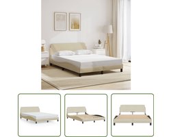 vidaXL Boxspring - Bed Frame - Bedframe Dover 120x200 cm stof crèmekleurig - Tweepersoonsbed - Creme Kleur - Stoffen Bed