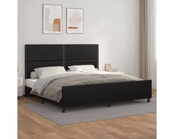 vidaXL Boxspring - Bed Frame - Bedframe met hoofdeinde kunstleer zwart 200x200 cm - Hoofdeinde - Kunstleder - Tweepersoonsbed