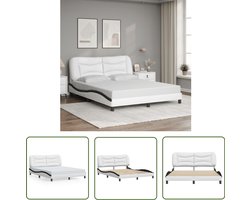 vidaXL Boxspring - Bed Frame - Bedframe zonder matras Hvar kunstleer zwart en wit 160x200 cm - Hoofdbord - Kunstleder Bed - Modern Bed