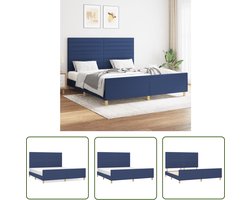 vidaXL Boxspring - Bed Frame - Bedframe zonder matras stof blauw 160x200 cm - Tweepersoonsbed - Slaapcomfort - Hoofdeinde
