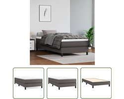 vidaXL - Boxspring - bed - kunstleer - grijs - 100x200 - cm