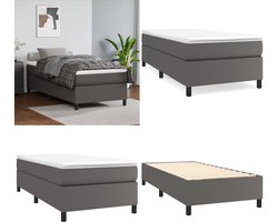 vidaXL - Boxspring - bed - kunstleer - grijs - 100x200 - cm