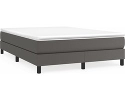 vidaXL - Boxspring - bed - kunstleer - grijs - 140x200 - cm