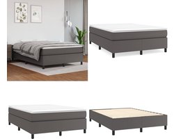 vidaXL - Boxspring - bed - kunstleer - grijs - 140x200 - cm