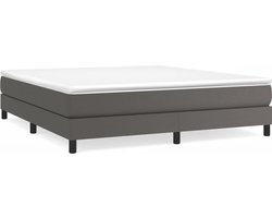 vidaXL - Boxspring - bed - kunstleer - grijs - 180x200 - cm
