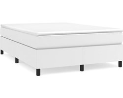 vidaXL - Boxspring - bed - kunstleer - wit - 140x200 - cm