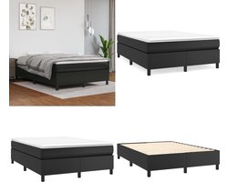 vidaXL - Boxspring - bed - kunstleer - zwart - 140x190 - cm