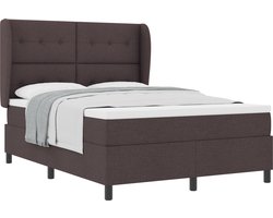 vidaXL - Boxspring - bed - met - hoofdeinde - Donkerbruin - 140 - x - 200 - cm - Stof