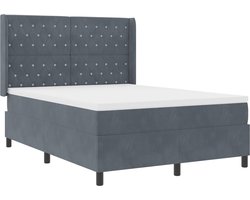 vidaXL - Boxspring - bed - met - hoofdeinde - Donkergrijs - 160 - x - 200 - cm - Fluweel