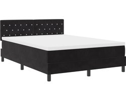 vidaXL - Boxspring - bed - met - hoofdeinde - Zwart - 140 - x - 200 - cm - Fluweel