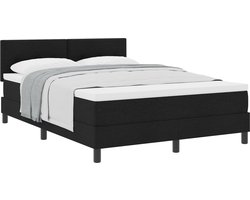 vidaXL - Boxspring - bed - met - hoofdeinde - Zwart - 140 - x - 200 - cm - Stof
