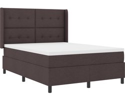 vidaXL - Boxspring - bed - met - kussen - Donkerbruin - 190 - x - 140 - cm - Stof