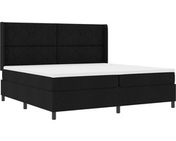 vidaXL - Boxspring - bed - met - kussen - met - hoofdeinde - Zwart - 200 - x - 200 - cm - Stof
