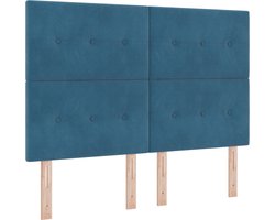 vidaXL - Boxspring - bed - met - matras - Donkerblauw - 160 - x - 200 - cm - Fluweel