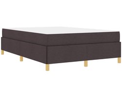 vidaXL - Boxspring - bed - met - matras - Donkerbruin - en - Wit - 140 - x - 200 - cm - Stof
