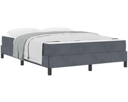 vidaXL - Boxspring - bed - met - matras - Donkergrijs - 140 - x - 190 - cm - Stof