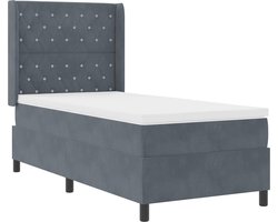 vidaXL - Boxspring - bed - met - matras - Donkergrijs - 90 - x - 190 - cm - Fluweel