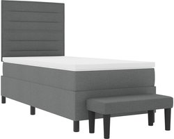 vidaXL - Boxspring - bed - met - matras - Donkergrijs - 90 - x - 190 - cm - Stof