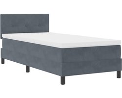 vidaXL - Boxspring - bed - met - matras - Donkergrijs - 90 - x - 200 - cm - Fluweel