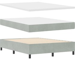 vidaXL - Boxspring - bed - met - matras - Lichtgrijs - 140 - x - 190 - cm - Fluweel