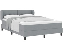 vidaXL - Boxspring - bed - met - matras - Lichtgrijs - 140 - x - 200 - cm - Stof