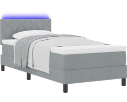 vidaXL - Boxspring - bed - met - matras - Lichtgrijs - 90 - x - 190 - cm - Stof
