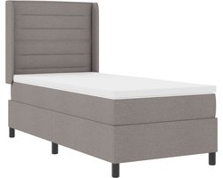 vidaXL - Boxspring - bed - met - matras - met - hoofdeinde - Taupe - 200 - x - 100 - cm - Stof