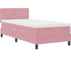 vidaXL - Boxspring - bed - met - matras - Roze - 100 - x - 200 - cm - Fluweel
