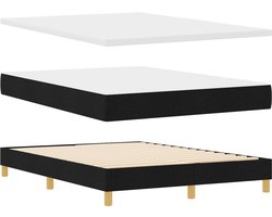 vidaXL - Boxspring - bed - met - matras - Zwart - 200 - x - 160 - cm - Polyester