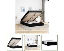 vidaXL Boxspring Bed - Ottoman Bed - Ottoman bed met matras 140x200cm stof zwart - Slaapcomfort - Opbergbed - Tweepersoonsbed