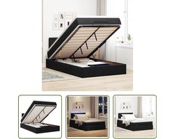 vidaXL Boxspring Bed - Ottoman Bed - Ottoman bed met matras en LED's 120x200cm fluweel zwart - Tweepersoonsbed - Led Lamp - Slaapcomfort