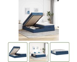 vidaXL Boxspring Bed - Ottoman Bed - Ottoman bed met matrassen 180x200cm stof blauw - Stapelbed - Hoofdbord - Bedbank