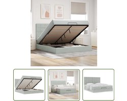 vidaXL Boxspring Bed - Ottoman Bed - Ottoman bed met matrassen 200x200cm fluweel lichtgrijs - Tweepersoonsbed - Slaapcomfort - Opbergruimte