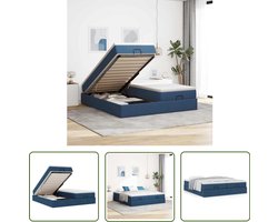 vidaXL Boxspring Bed - Ottoman Bed - Ottoman bed met matrassen 200x200cm stof blauw - Slaapcomfort - Opslagmogelijkheid - Hoofdbord