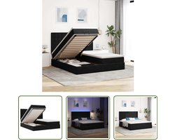 vidaXL Boxspring Bed - Ottoman Bed - Ottoman bed met matrassen en LED's 200x200cm fluweel zwart - Slaapcomfort - Led Verlichting - Opbergruimte