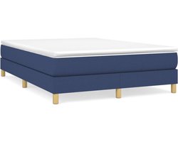 vidaXL - Boxspring - bed - stof - blauw - 140x200 - cm