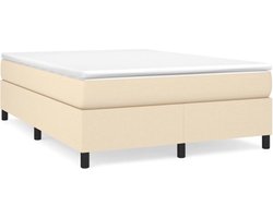 vidaXL - Boxspring - bed - stof - crèmekleurig - 140x190 - cm