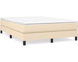 vidaXL - Boxspring - bed - stof - crèmekleurig - 140x200 - cm