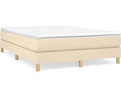 vidaXL - Boxspring - bed - stof - crèmekleurig - 140x200 - cm