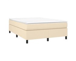 vidaXL - Boxspring - bed - stof - crèmekleurig - 140x200 - cm