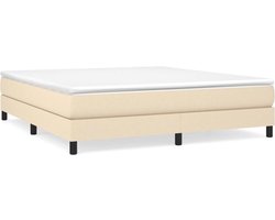 vidaXL - Boxspring - bed - stof - crèmekleurig - 160x200 - cm