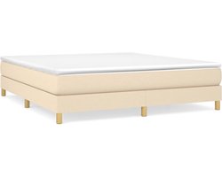 vidaXL - Boxspring - bed - stof - crèmekleurig - 160x200 - cm
