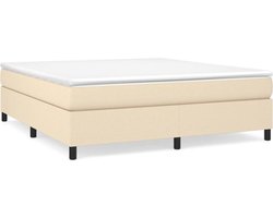 vidaXL - Boxspring - bed - stof - crèmekleurig - 180x200 - cm