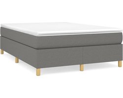 vidaXL - Boxspring - bed - stof - donkergrijs - 140x190 - cm