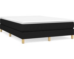 vidaXL - Boxspring - bed - stof - zwart - 140x190 - cm