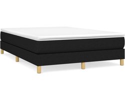 vidaXL - Boxspring - bed - stof - zwart - 140x200 - cm