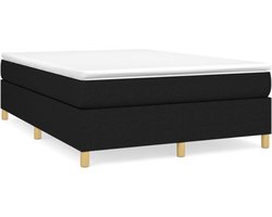 vidaXL - Boxspring - bed - stof - zwart - 140x200 - cm