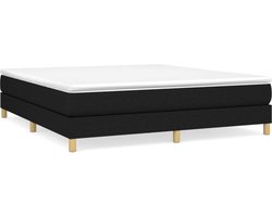 vidaXL - Boxspring - bed - stof - zwart - 180x200 - cm